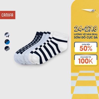 Combo 3 đôi tất bé trai CANIFA cổ thấp in họa tiết chất liệu mềm mịn 2AX25A001