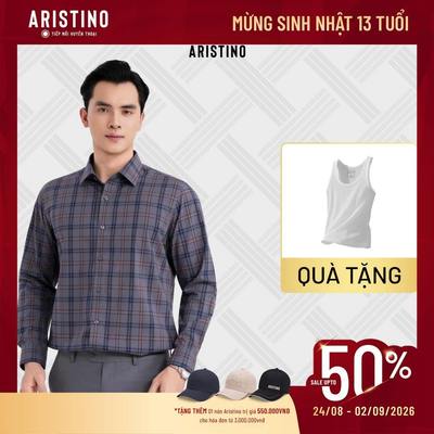 Sơ mi nam Aristino họa tiết xanh kẻ chất liệu tạo nên bề mặt vải mềm mại, thoáng mát ALS602EDP01