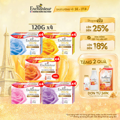 Combo 4 Xà bông cục Enchanteur hương nước hoa (90g / 120g x 4)