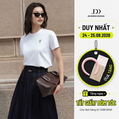 Áo phông logo EST.2015 form vừa trẻ trung năng động 2T28.2506CT.  Áo thun nữ cotton basic in hoa thiết kế JM Dress