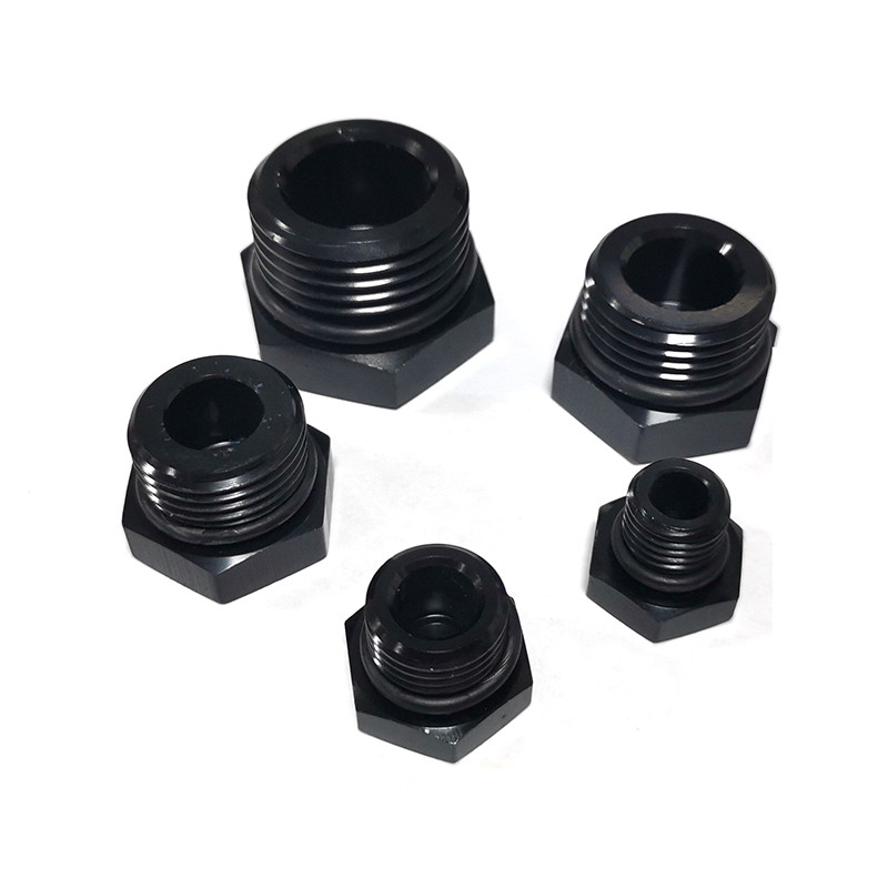 Cao Cấp Hiệu Suất Cao AN4 / 6 / 8 ORB Nhôm Cắm Lục Giác Đầu O-Ring Boss Anodized Đen Hoàn Thiện Nhiê