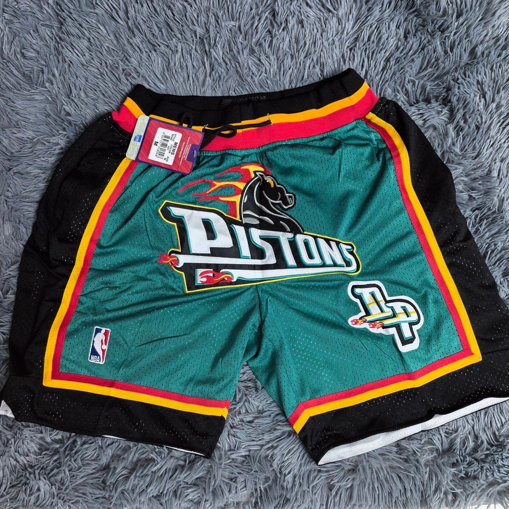 NBA League Piston Horse Head Green Juston Retro Quần bóng bốn túi