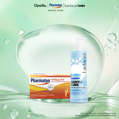 Bộ 1 Thực Phẩm Bảo Vệ Sức Khỏe Pharmaton Vitality Dạng Vỉ Hộp 50 Viên + Sữa Tắm Gội Lactacyd Baby Gentle Care 500ml