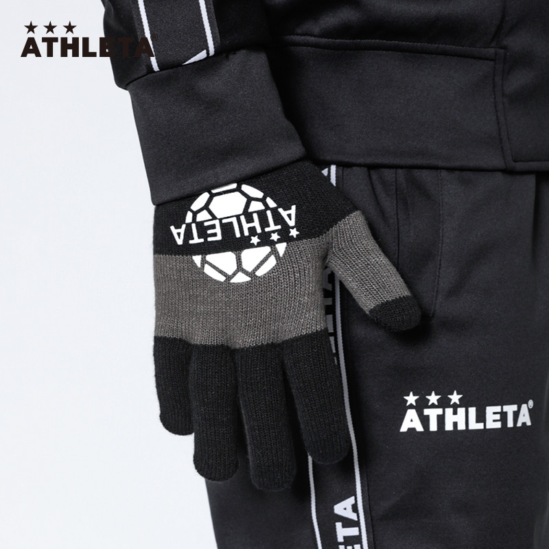 ATHLETA / ATHLETA Găng Tay Trẻ Em Cotton Ấm Áp Mùa Đông Đa Năng Đen Chống Trơn Trượt Ngoài Trời Huấn
