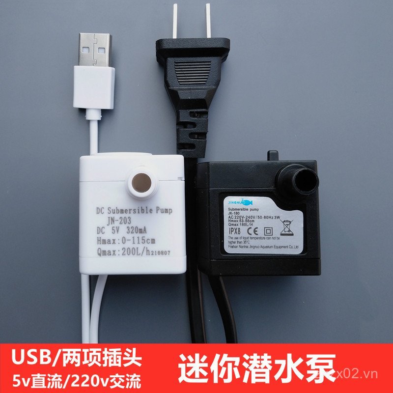 Mới Bể Cá USB Máy Bơm Nước Mini Chìm Bơm Tuần Hoàn Bơm Lọc Bể Cá Mini Bơm Im Lặng Kết Nối 8 Mm Ống I