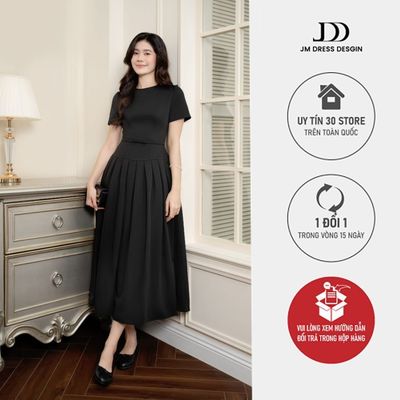 Đầm Cổ Tròn Túi Ốp Ngực Chân Xếp Ly Súp 1F27.2510. Đầm Công Sở. Đầm Xòe Xếp Ly. Đầm Đẹp Dự Tiệc Thiết Kế Bởi JM Dress