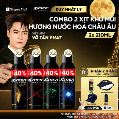 [SVIP] [Tặng thêm 40% ] Combo 2 Xịt khử mùi X-Men For Boss 210ml/chai Hương Nước Hoa Châu Âu, Khô Thoáng Lưu Hương 48H