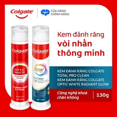 [MỚI] Kem đánh răng Colgate vòi nhấn thông minh, khóa chân không hạn chế tiếp xúc vi khuẩn 130g/ ống