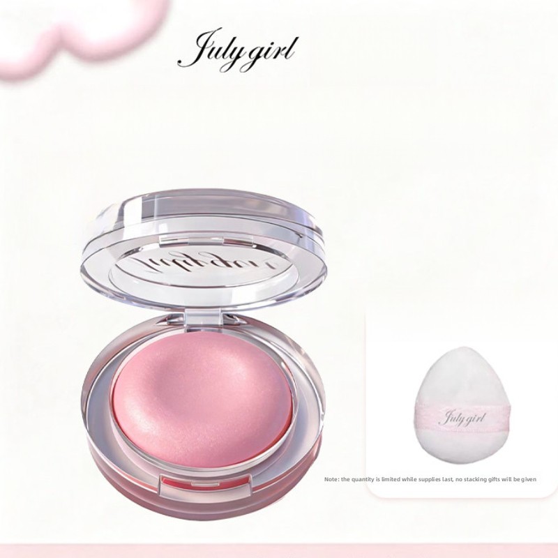 JULYGIRL Powder Blusher Soft Light Donut Powder Blusher Satin Pearl Shimmer Powder Blusher Brightens
