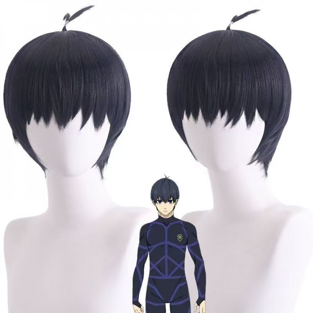 KHÓA XANH Isagi Yoichi Cosplay Tóc Giả 28cm Xanh Đậm Ngắn Chịu Nhiệt Tổng Hợp Tóc