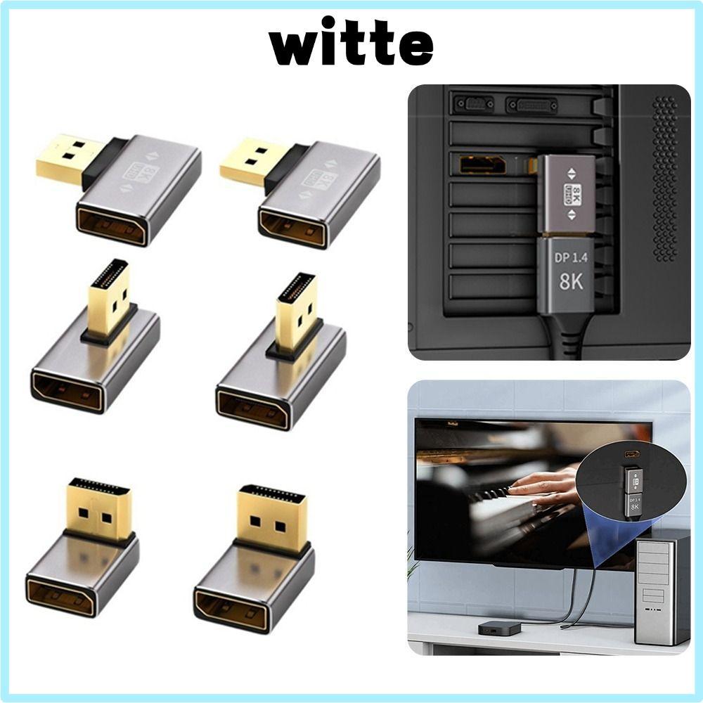 Bộ chuyển đổi cổng hiển thị WITTE, Bộ chuyển đổi nam sang nữ góc 90 độ 8K 60Hz DP, Bộ mở rộng cáp DP