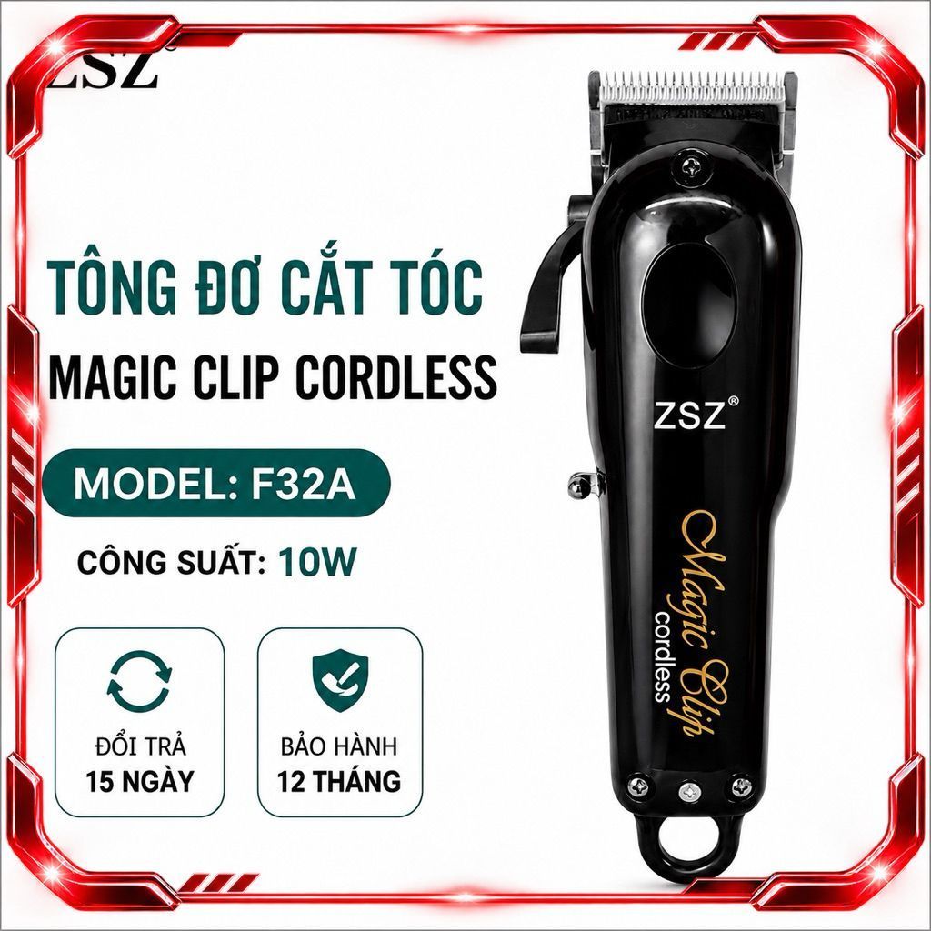 Tông Đơ ZSZ F32A 10W Không Dây Cắt Tóc Barber Chuyên Nghiệp Pin 2000mAh