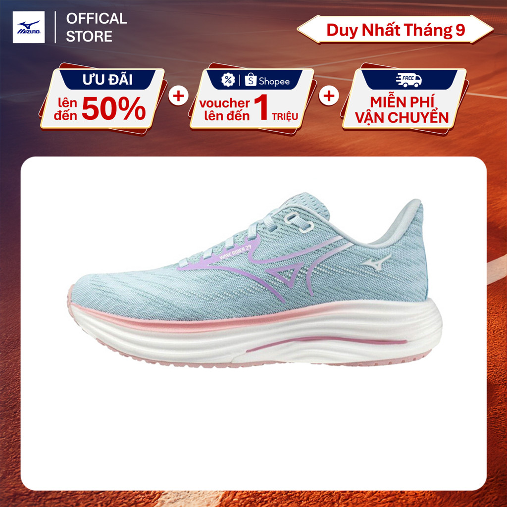 Giày Chạy Bộ Nữ Mizuno Wave Rider 29 / 29 D - Xanh Baby - J1GD250325 / J1GD250625