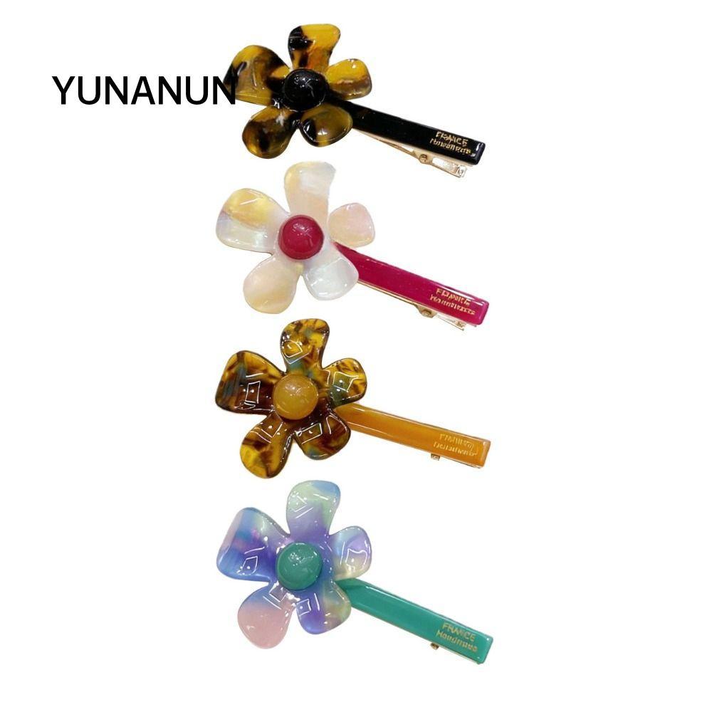 YUNANUN 2 Kẹp Tóc Hoa, Acetate Hình Hoa Hình Acetate Kẹp Tóc, Mỏ Vịt Kẹp Màu Rực Rỡ Kẹp Tóc Bên Ngọt