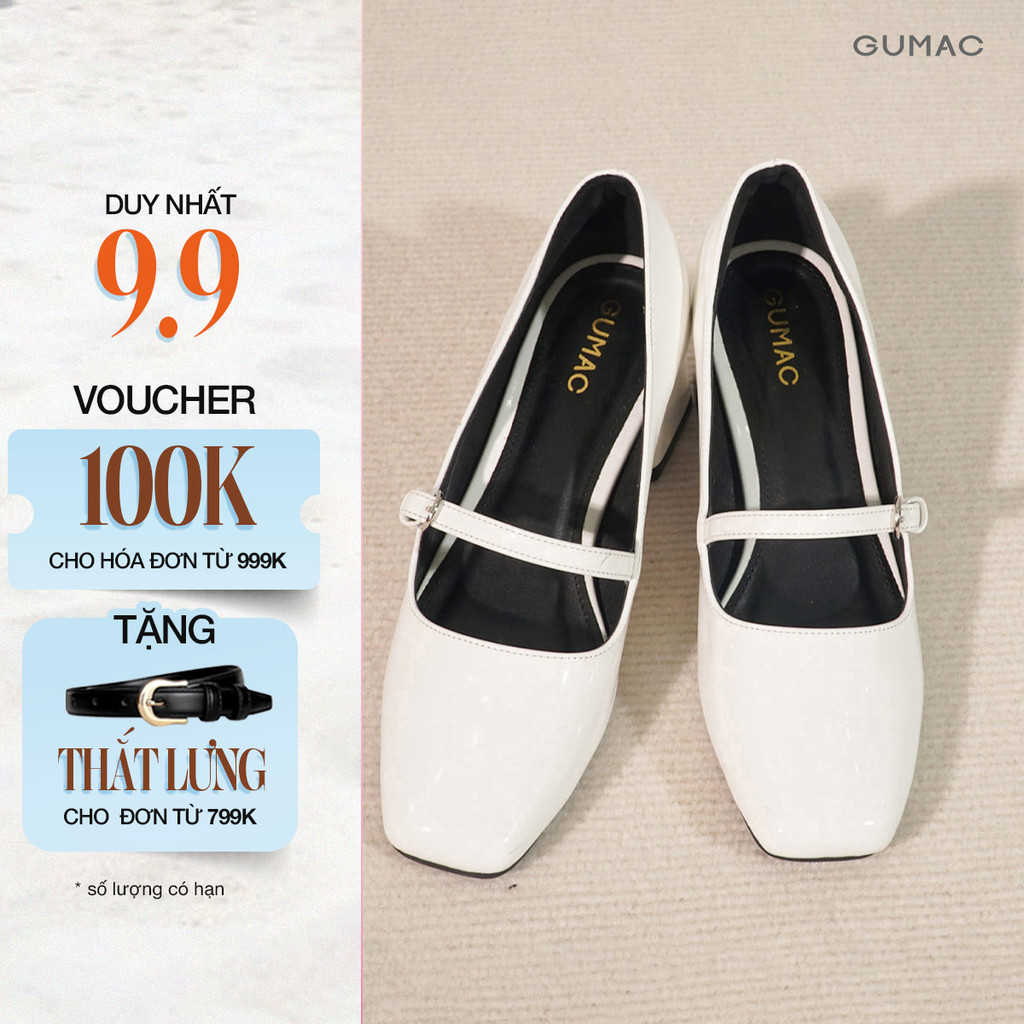 Giày Cao Gót Nữ GUMAC Gót Vuông 5cm Quai Khóa Thời Trang GF04057