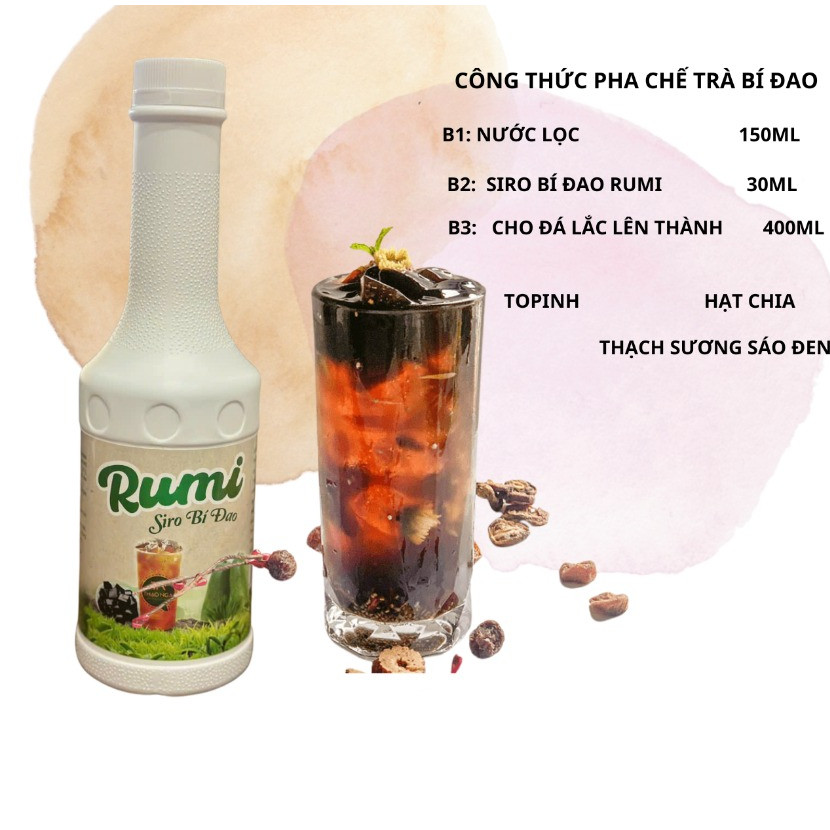 Siro bí đao Rumi 1.3 lít pha trà bí đao hạt chia,cốt bí đao