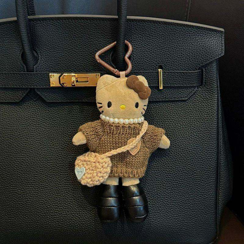 Mobile Phone Bag Bag Charm Black Leather Plush Pendant Cute Doll Gift Mobile Phone Bag Bag Charm Bla
