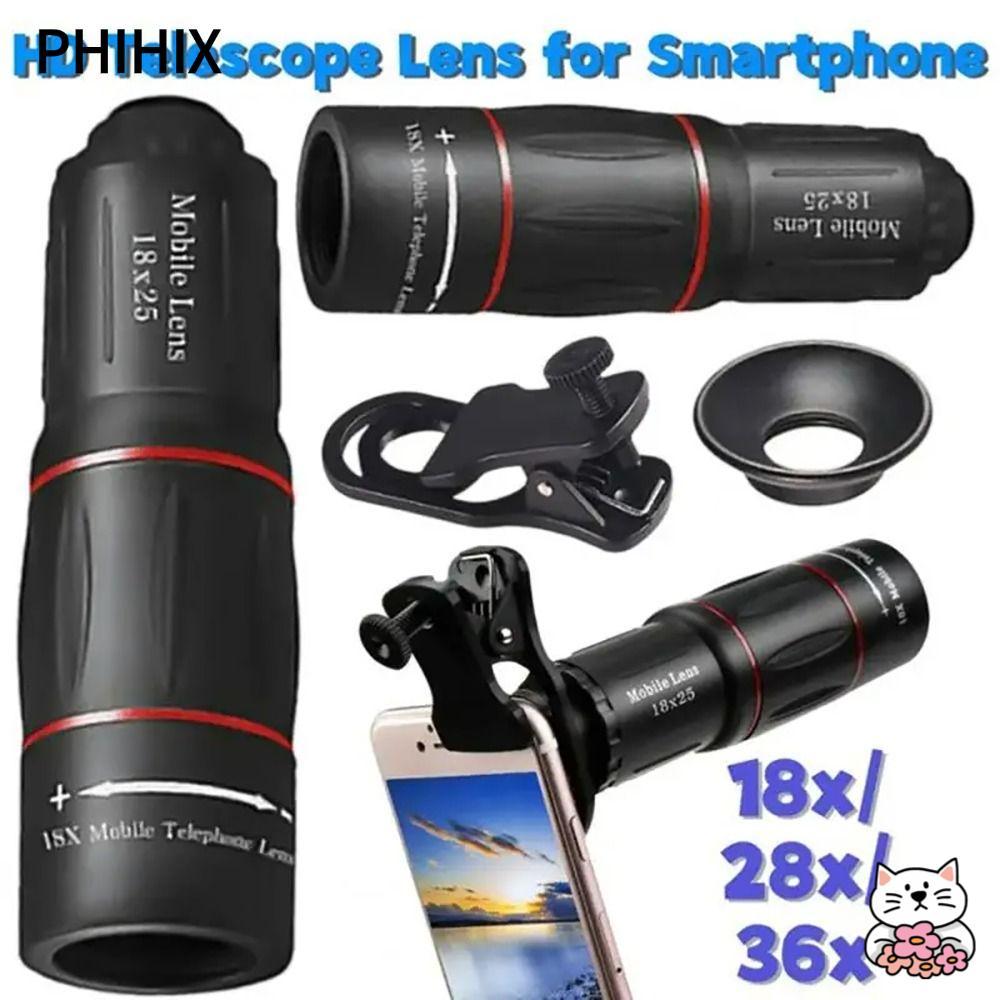 PHHIX 1 Bộ Kính Thiên Văn Một Mắt, Ống Kính Máy Ảnh Điện Thoại Di Động Zoom 18 / 28 / 36X, Ống Kính 