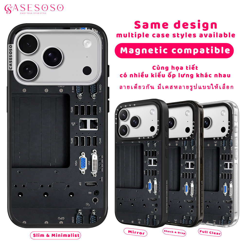 Bo Mạch Chủ Cổng IO Trong Suốt Mềm Tpu Viền Chống Sốc Ốp lưng Tương Thích Cho Iphone 17 15 16 18 Pro