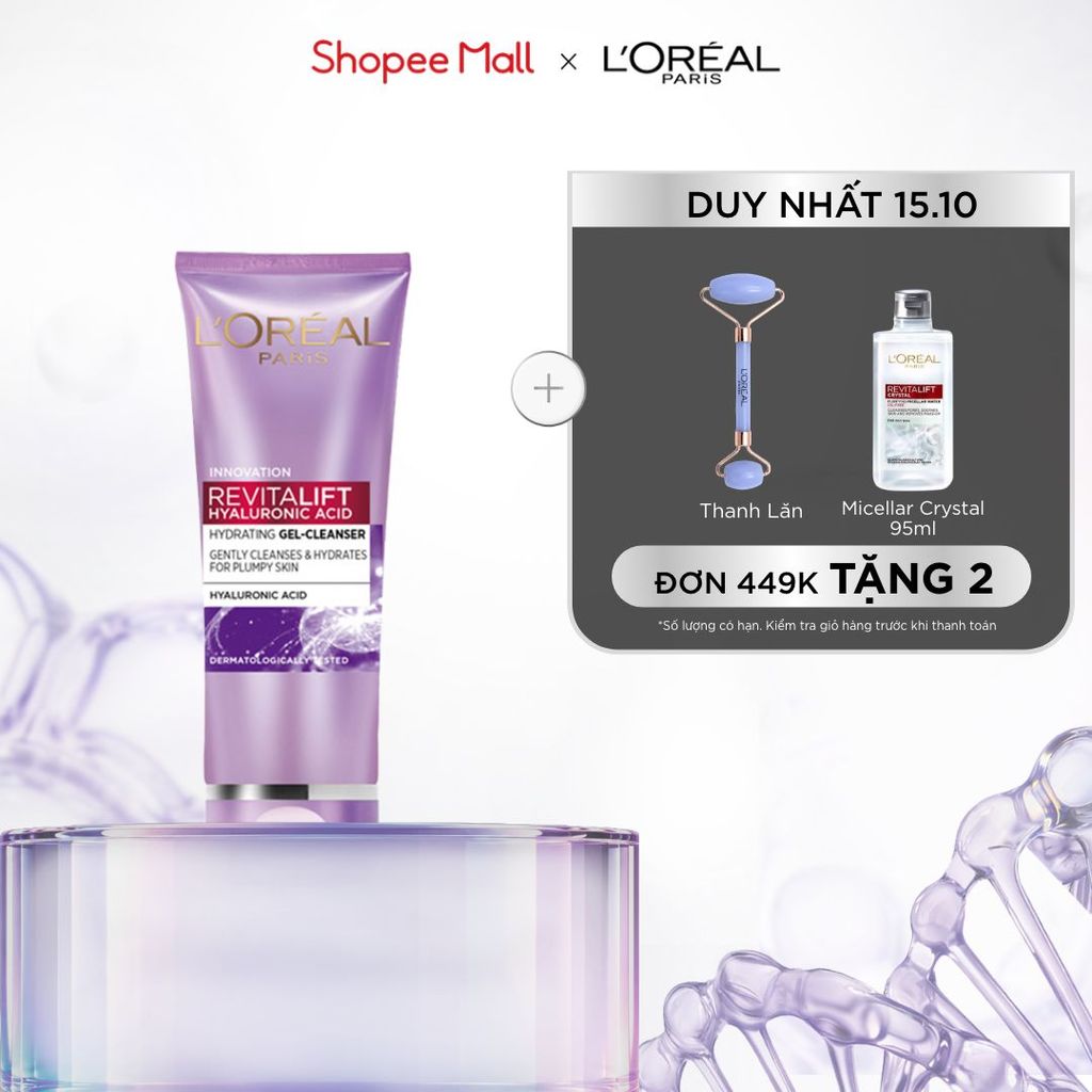 Sữa rửa mặt cấp ẩm L'Oreal Paris Revitalift Hyaluronic Acid 100ml
