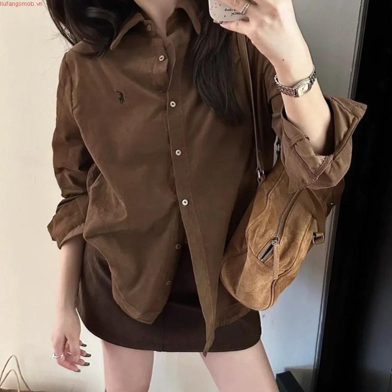 (Nhiều màu) Áo sơ mi vàng chanh Raph Lau form vừa, sơ mi con ngựa thêu chất cotton kaki full tag mác