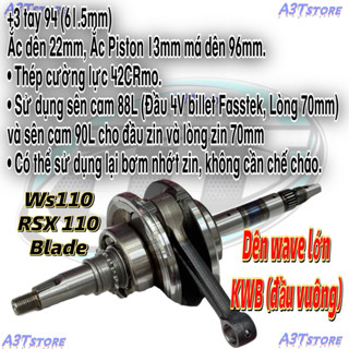  Dên FASSTEK wave @ lớn   đầu vuông   rsx110 blade s110 +3 tay 94   61.5 mm   Ắc 22mm Ắc Piston 13mm má 96 