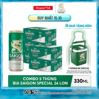 NỒNG ĐỘ 4.9% - Combo 5 Thùng 24 Bia Saigon Special 330ml