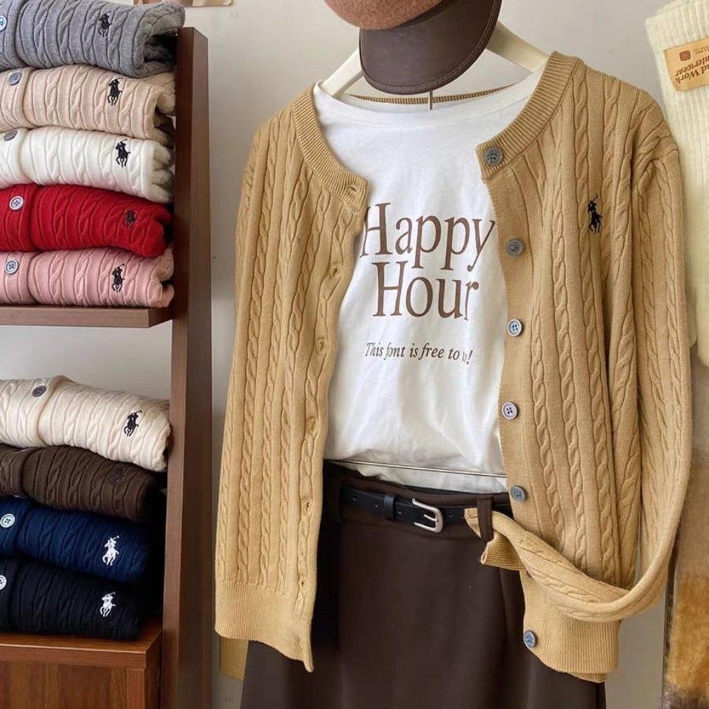 Meet-Adm Áo Len Cardigan Dệt Kim Cổ Tròn Thêu Hình Ngựa Con Thời Trang Mới Thu Đông Cho Nữ | BigBuy360 - bigbuy360.vn