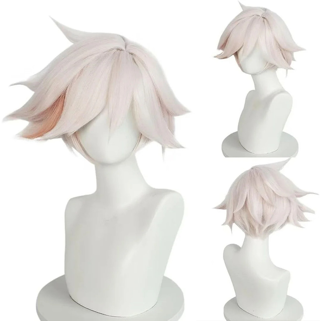 Hazbin Hotel Angel Dust Wig Cosplay, Halloween Anime Party tóc giả màu hồng nhạt