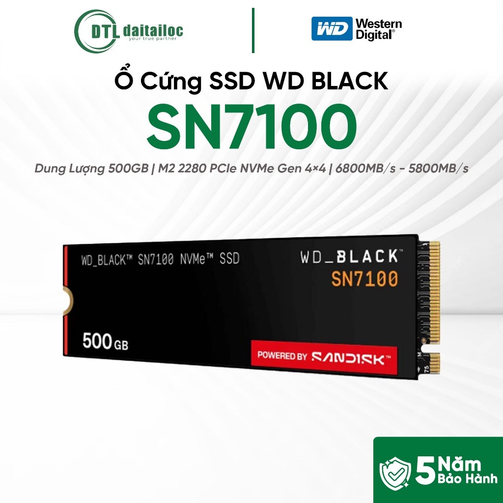 Ổ Cứng SSD WD BLACK SN7100 500GB M.2 2280 PCIe NVMe Gen 4x4  (WDS500G4X0E) | Chính Hãng | Bảo Hành 6