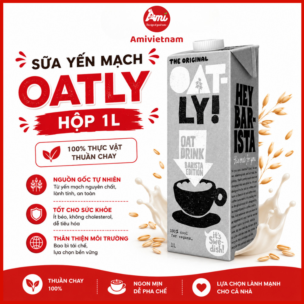 [Combo Giá Sỉ] Sữa Yến Mạch Oatly 1L Nguyên Liệu Tự Nhiên, Tốt Cho Sức Khỏe