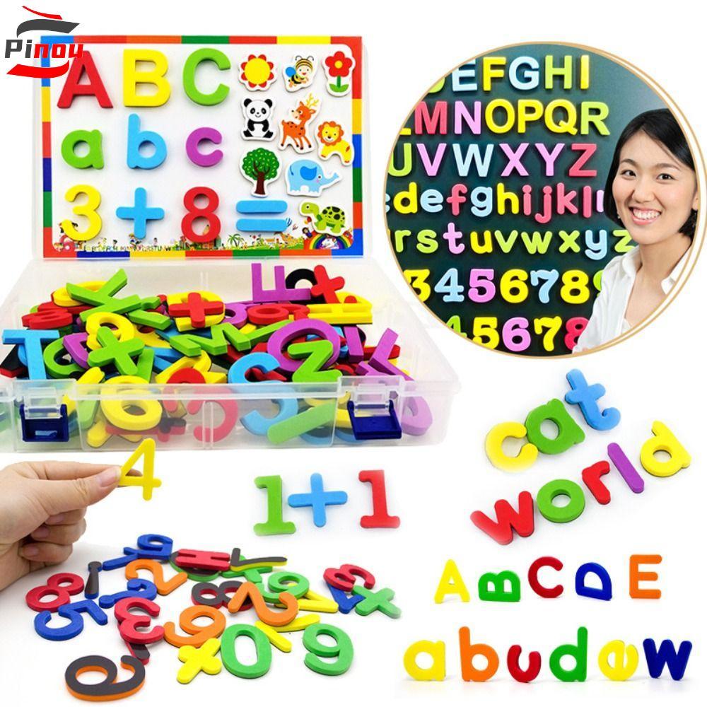 POOU 24 Miếng Dán Tủ Lạnh Chữ Cái Từ Tính, Bảng Chữ Cái Từ Tính EVA Bọt EVA Nhãn Dán Chữ Cái Từ Tính