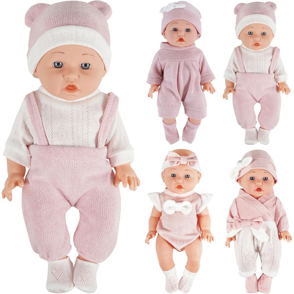 Quần áo và phụ kiện búp bê 12 inch cho búp bê 10 11 12 inch, bao gồm 4 gói Quần áo búp bê trẻ em Mũ 