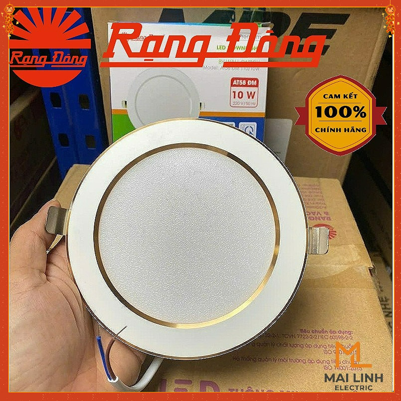 {Rạng Đông} Đèn Led Downlight âm trần (Viền Vàng) Đổi 3 Màu - Driver Tích Hợp Trong Thân Đèn -8W -10
