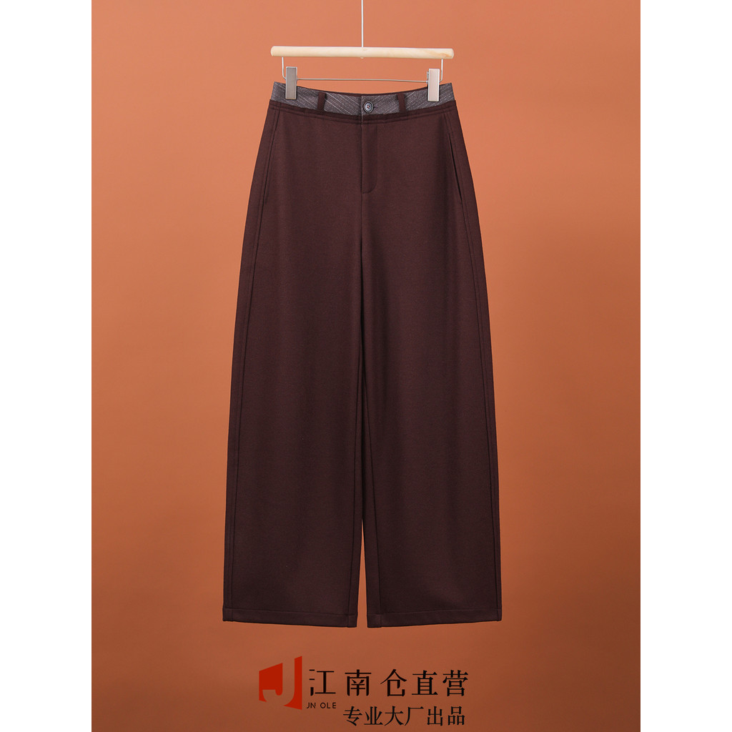 Jiangnan Warehouse [Luxury G] Đặc biệt ~ Len Màu sắc tương phản Banana Warehouse Quần liềm thông thư