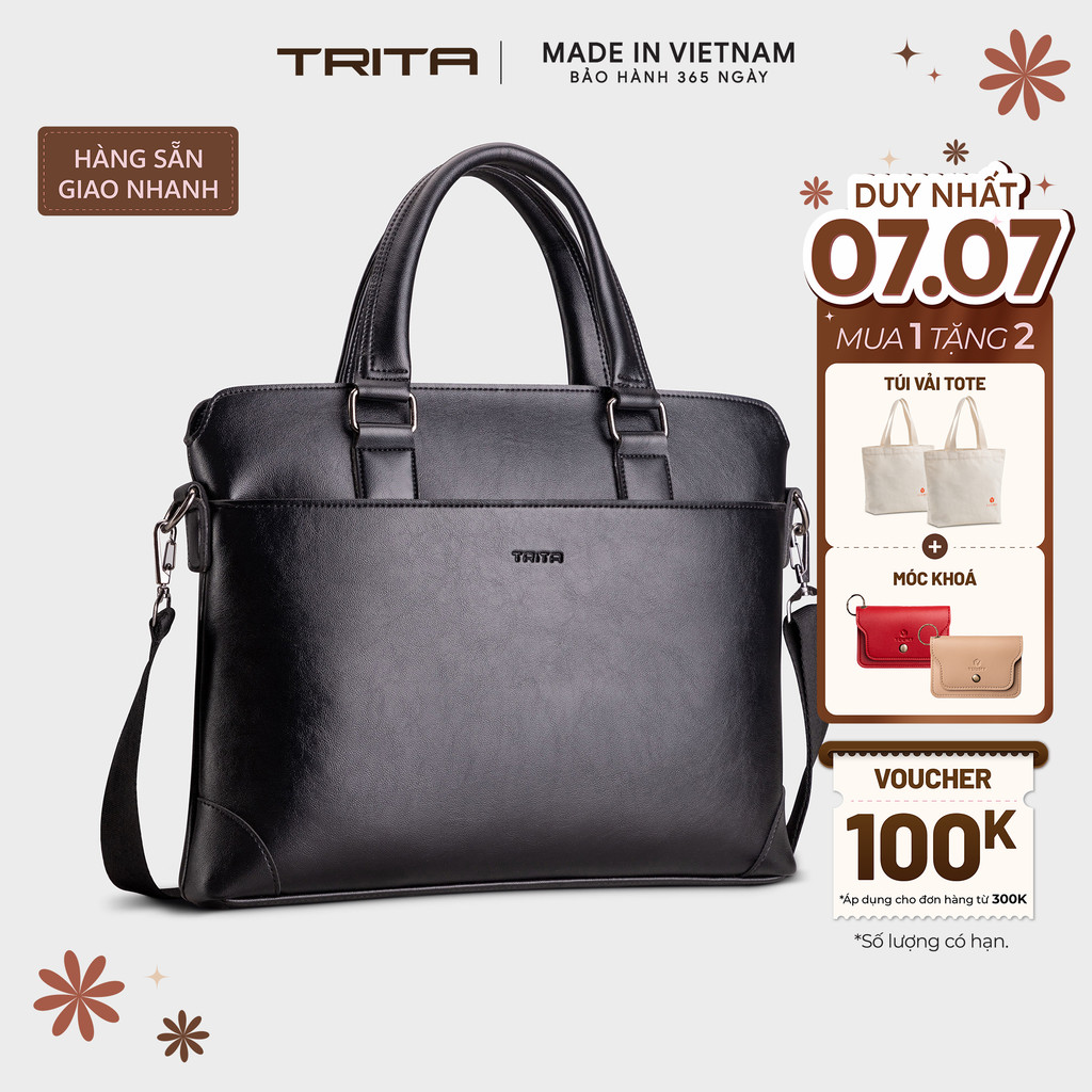 Cặp công sở Trita (Thời trang nam phong cách đựng vừa laptop 14 inch - Cặp da TCA16) Bagsmart