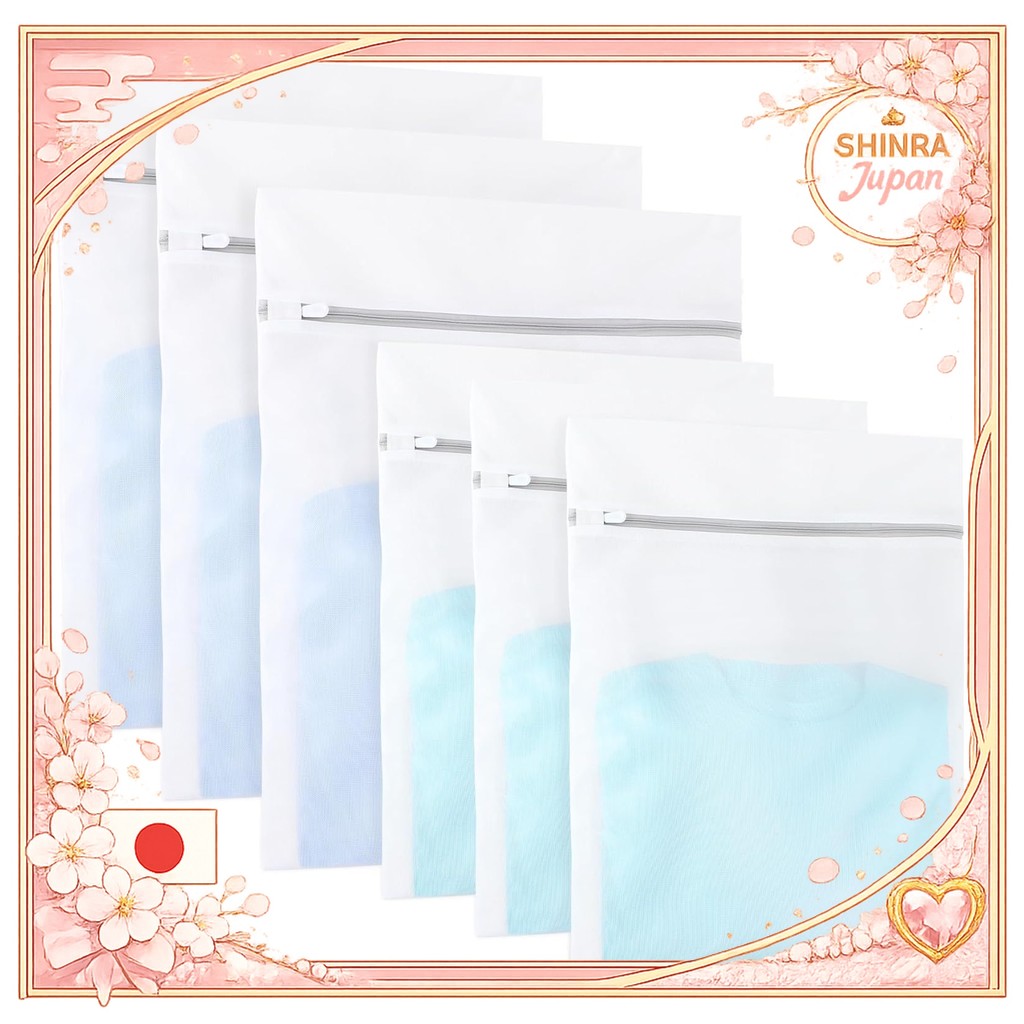 《Direct From Japan》  TITIROBA Laundry Net, Set of 6, Laundry Net, Square Shape, 3 Large, 3 Medium, D