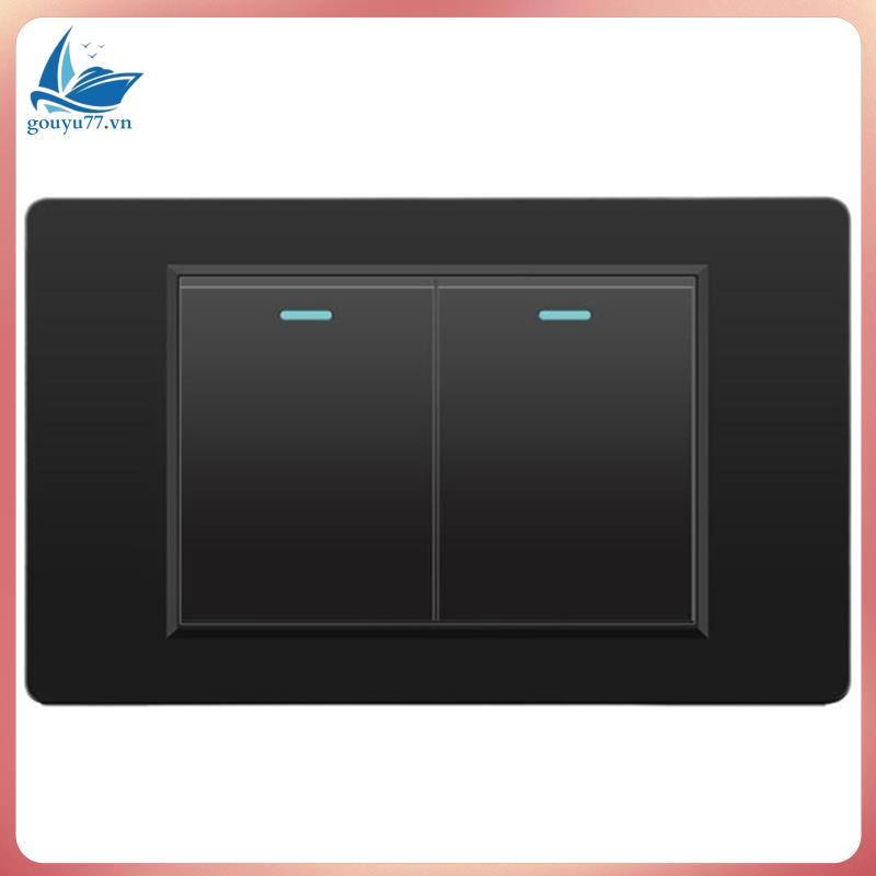 [gouyu77.vn] Bảng điều khiển kính cường lực Công tắc điện tường Công tắc đèn 2 Gang 2 chiều 118mmx72