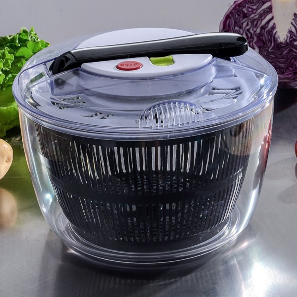 Bấm-Style Salad Spinner Nút Điều Khiển Hướng Dẫn Sử Dụng Salad Spinner Rau Củ Hình Tròn Thực Phẩm Ch