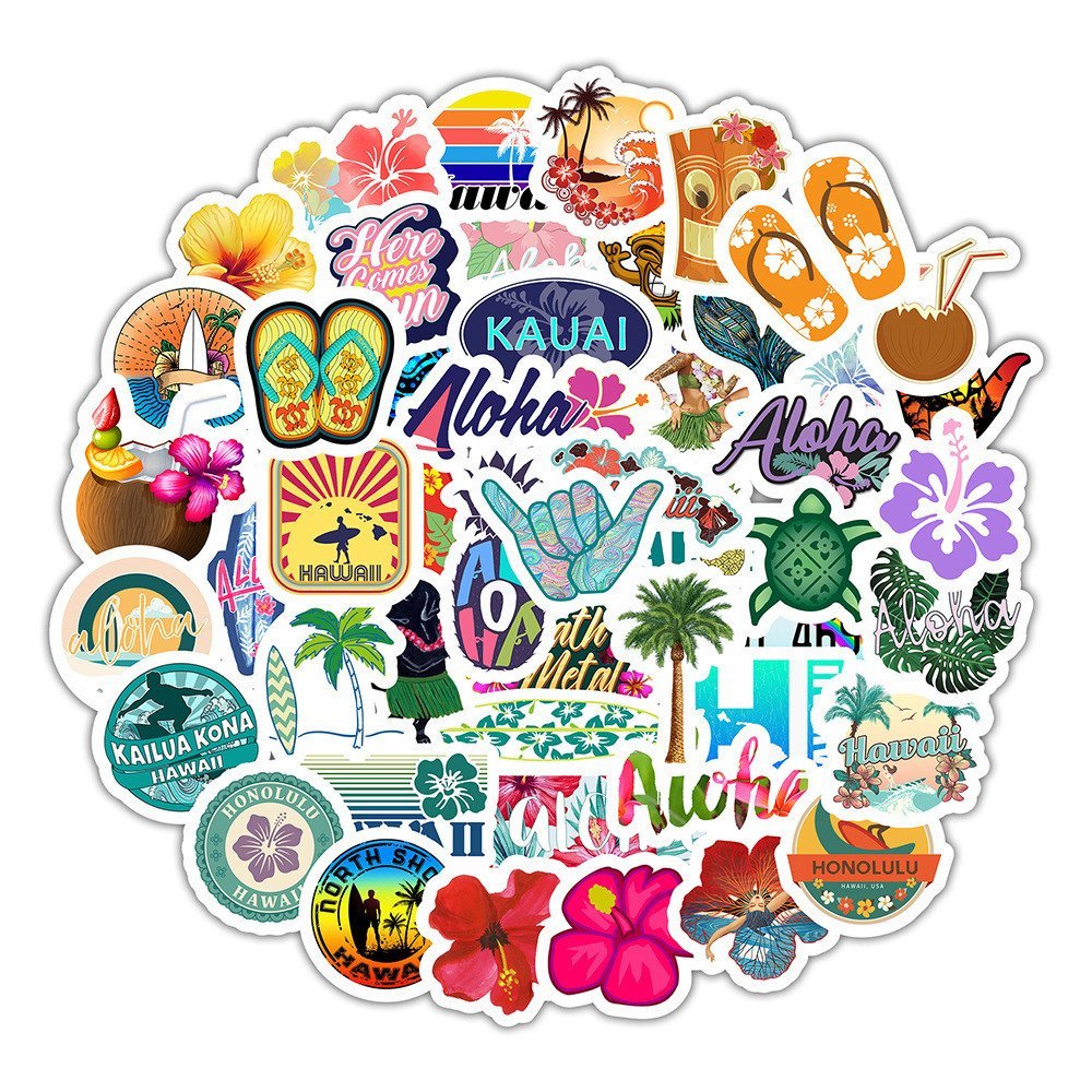 ⭐Hawaii Hawaii Hawaii Hawaii Bãi Biển Nhiệt Đới Mùa Hè Hoa Hibiscus Có Thể Tháo Rời Graffiti Dán Xe 
