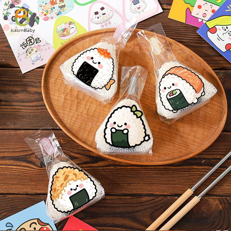 [Baby-t] 50 / 100 Chiếc Phim Hoạt Hình Đáng Yêu Tam Giác Cơm Bóng Paing Túi Rong Biển Onigiri Sushi 