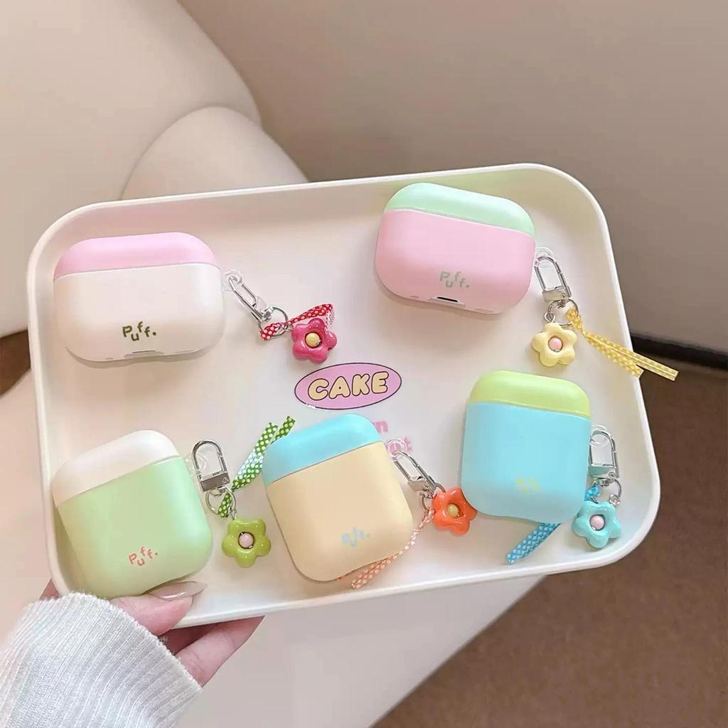 Vỏ tai nghe chặn màu Macaron đơn giản tươi mát có mặt dây chuyền hoa cho AirPods 4 AirPods 3 Pro 2 P