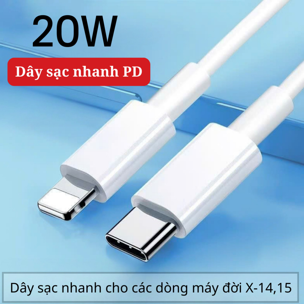 Cáp sạc PD20W Type C – LN/Type C sạc nhanh không nóng máy cho các dòng X-14, 15