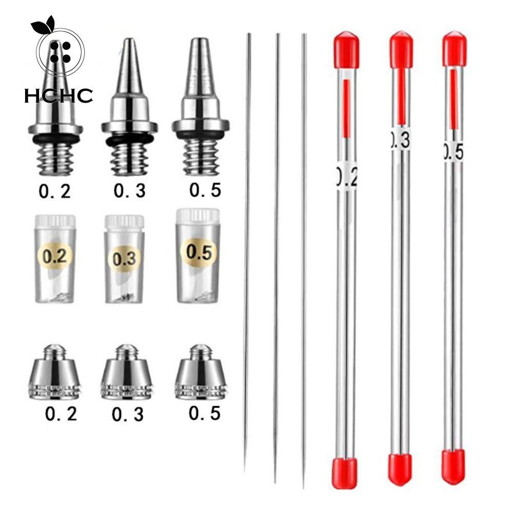 HCHC Airbrush Vòi phun sơn Nắp phun 0,2mm / 0,3mm / 0,5mm cho Airbrush Xịt sơn Dụng cụ phun kim Vòi 