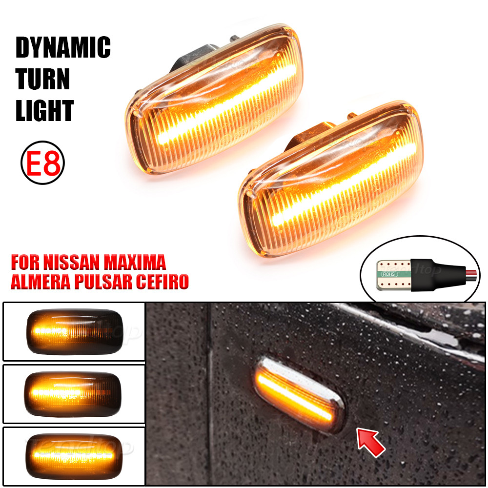 2 Chiếc Bên Đèn Tín Hiệu LED Năng Động Biến Tín Hiệu Bên Đèn Đánh Dấu Cho Xe Nissan Maxima Almera N1
