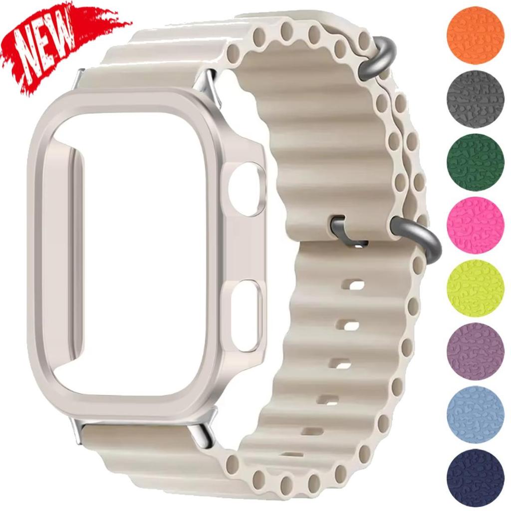Dây đeo + Vỏ cho Redmi Watch 6 Ocean Band PC Cover Silicone Sport Dây đeo cổ tay Khung bảo vệ cho Re