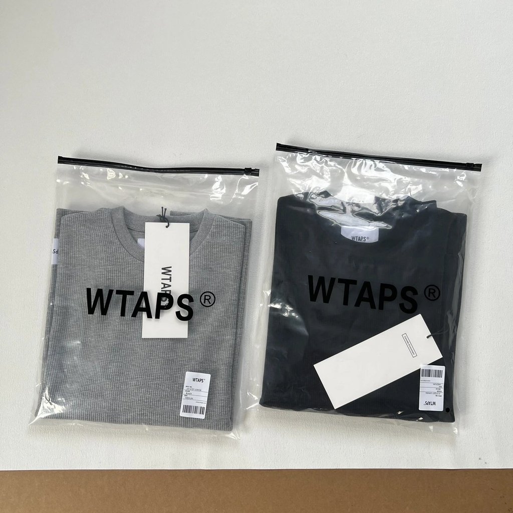 O4XU Heavy weight WT@PS WAFFLE Classic Embroidered Letters Waffle knit long-sleeve sweatshirt T Shir