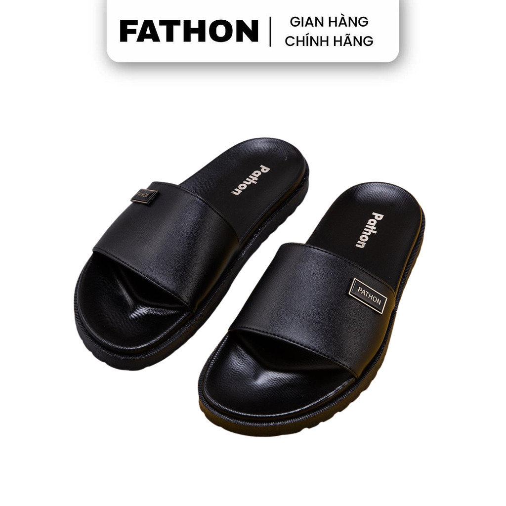 SD168 Dép da nam quai ngang Pathon quai Fiber kèm khóa ,đế TPR 2 lớp màu Đen/Xám/Gụ mã SD168