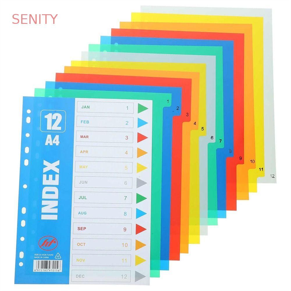 SENITY Loose-leaf Dividers, 5 / 10 / 12 / 20 / 31Pages A4 Size Index Separator Page, Binder Tabs Số 