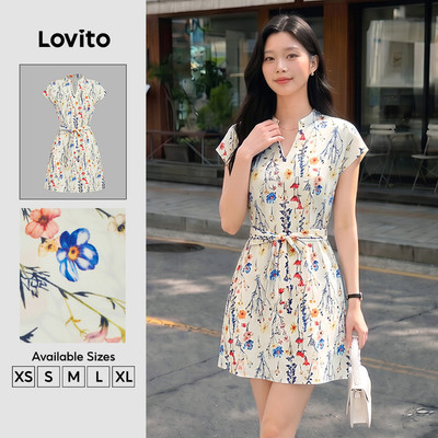 Lovito Kỳ nghỉ Đầm thắt lưng mùa xuân/hè cho nữ 177ED1063